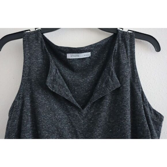 Athleta Women's Sz S Charcoal Gray Heather Vida Sleeveless Drop Waist Tank Dress - Picture 5 of 9